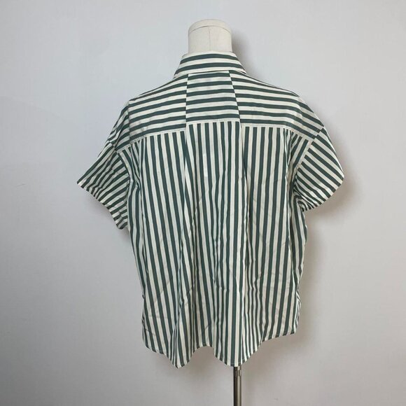 Rag Bone Martha Short Sleeve Poplin Shirt in Green Stripe | Women’s Size Small - Picture 3 of 5
